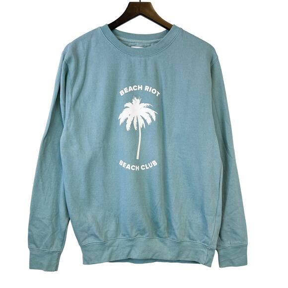 Beach Riot Size S Oversized Crew Sweatshirt Fleece Beach Club Blue - Picture 1 of 11